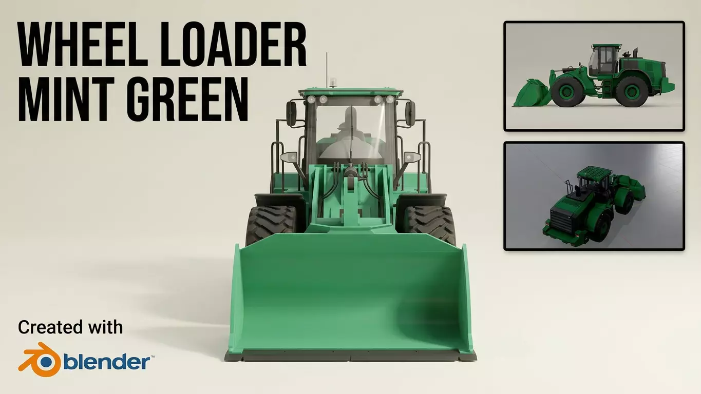 Wheel Loader Mint Green Low-poly 3D model