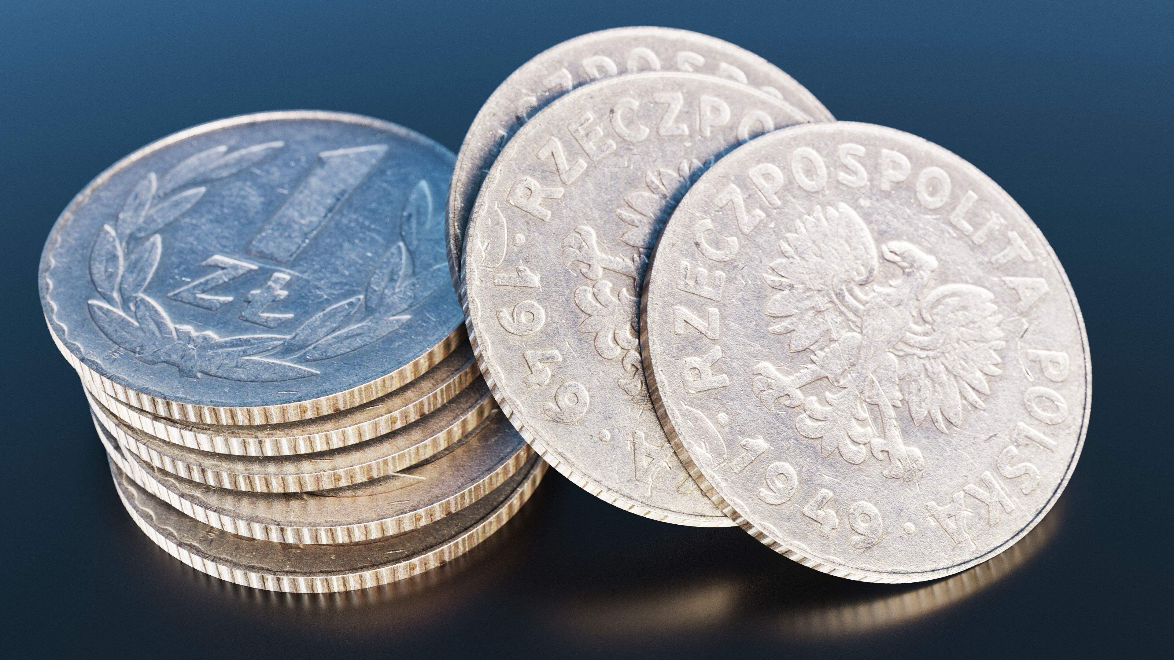 Polish 1 Zloty coin from 1949 Low-poly 3D model_2