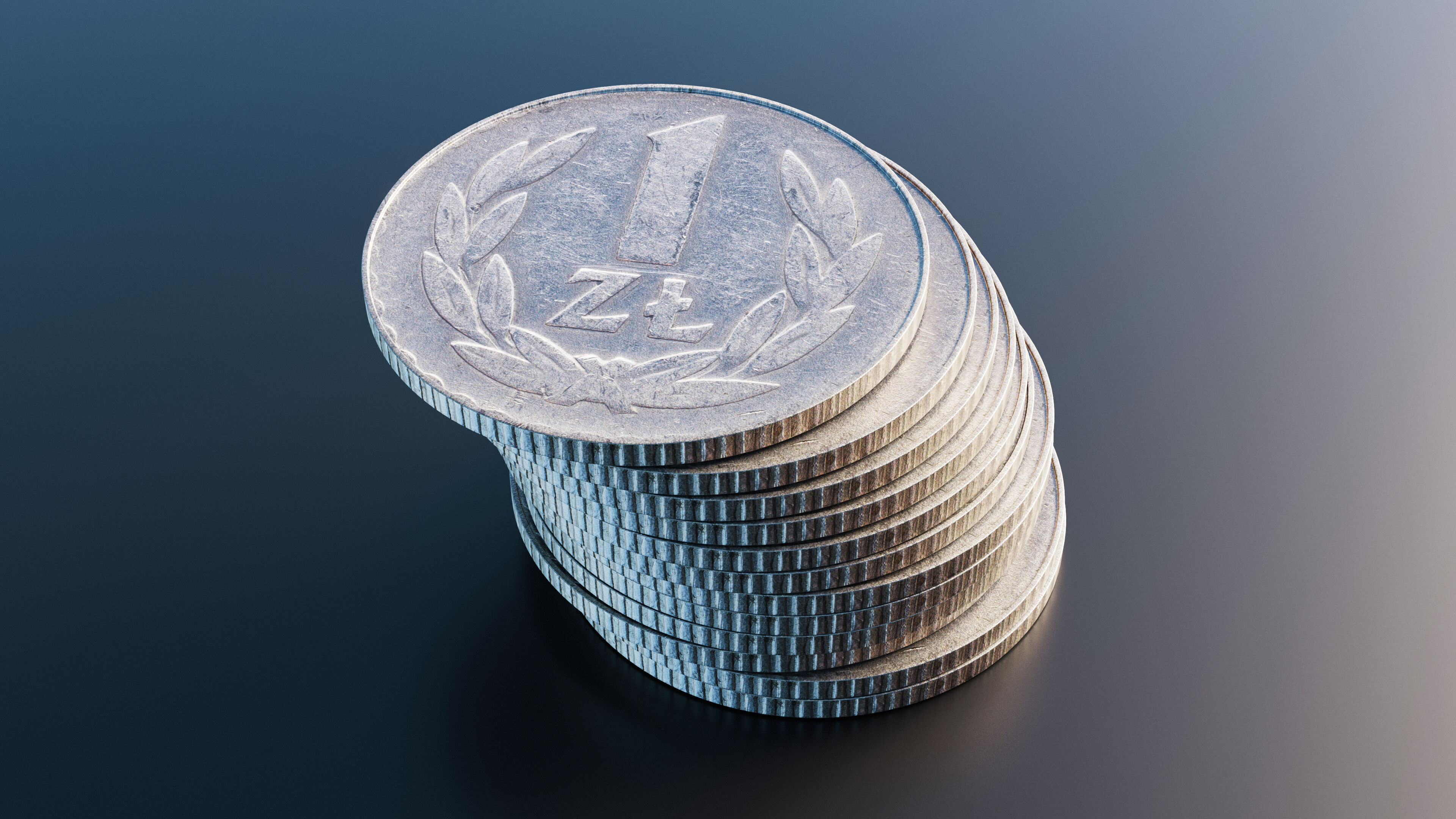Polish 1 Zloty coin from 1949 Low-poly 3D model_6