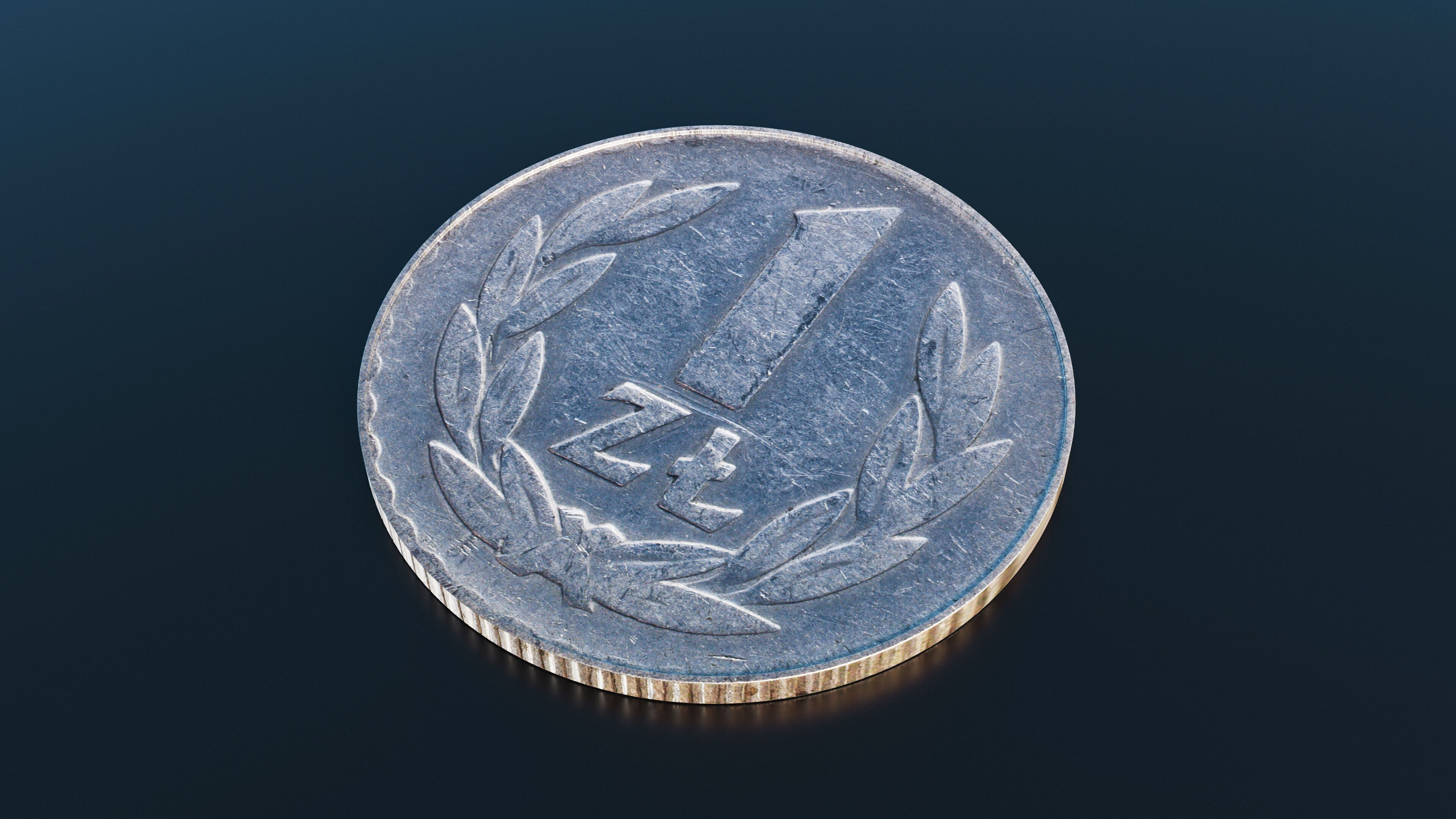 Polish 1 Zloty coin from 1949 Low-poly 3D model_3
