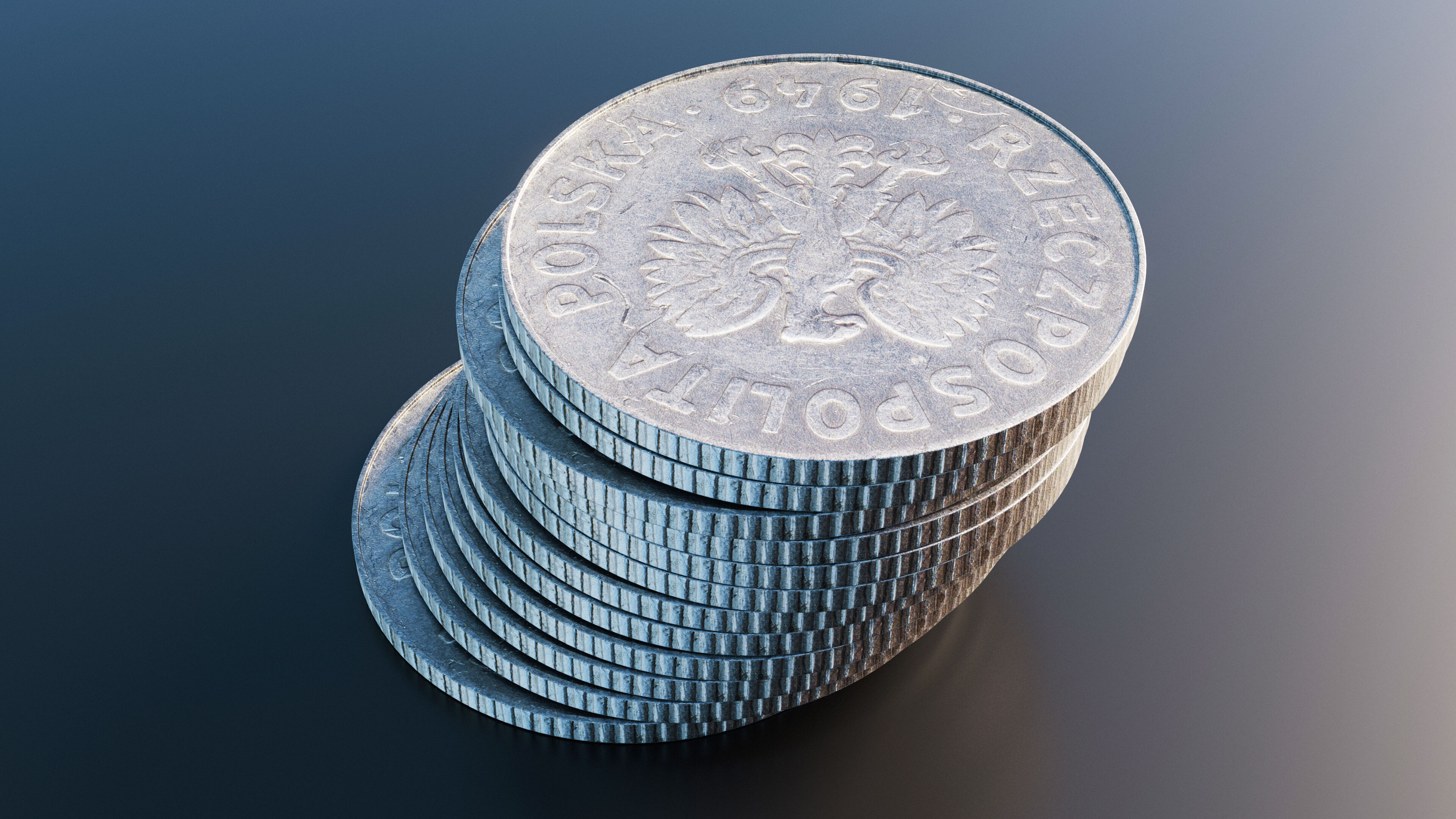 Polish 1 Zloty coin from 1949 Low-poly 3D model_5