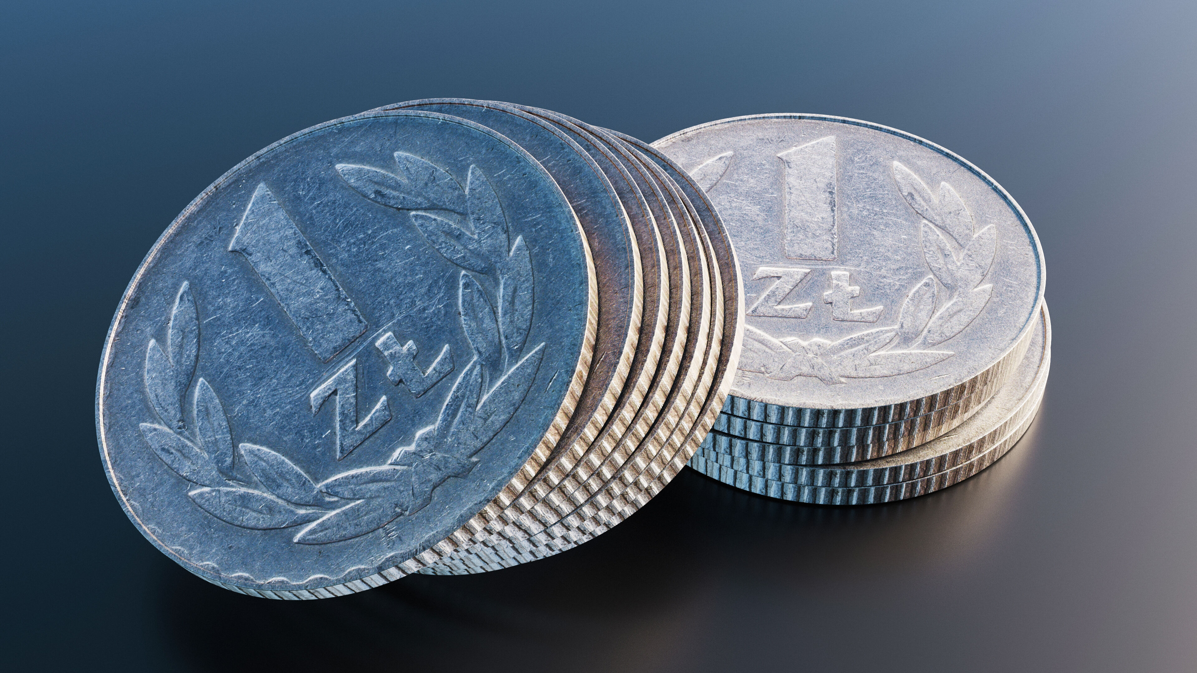 Polish 1 Zloty coin from 1949 Low-poly 3D model_8