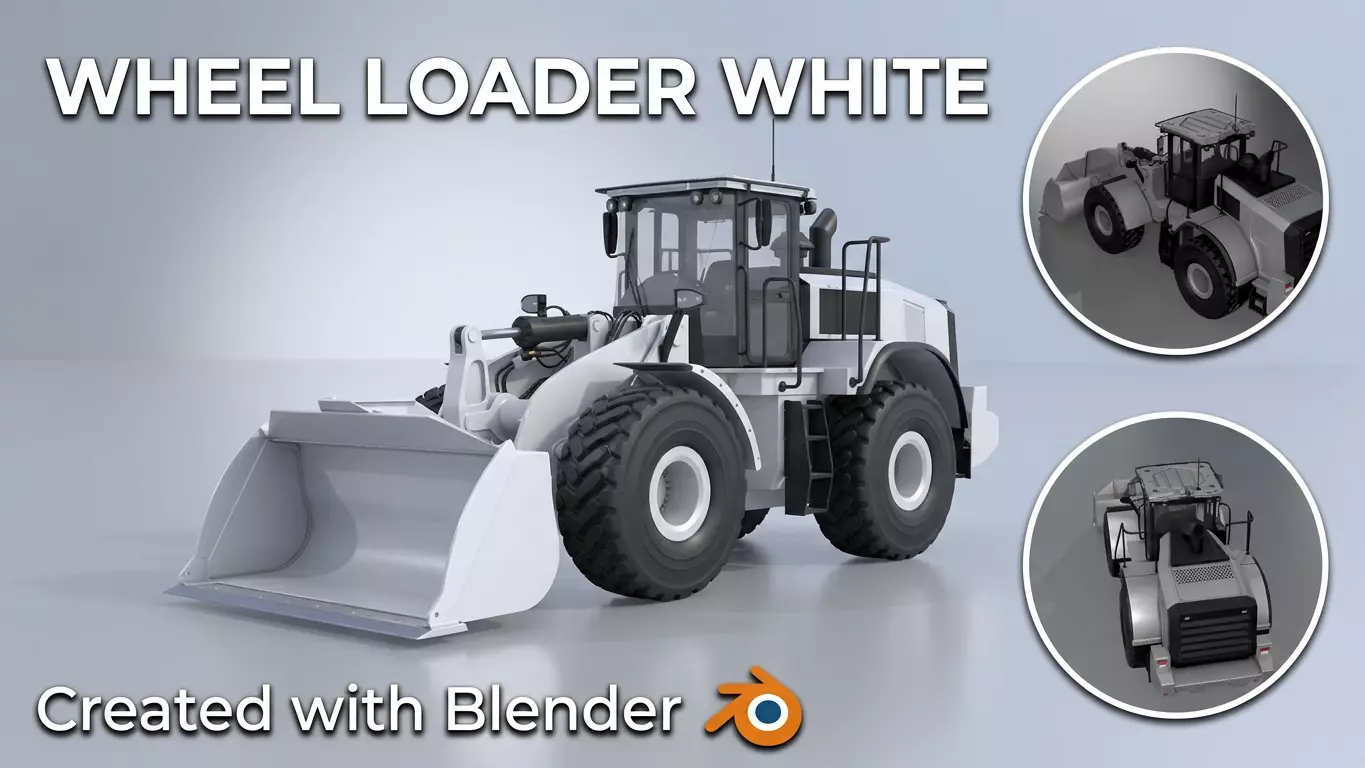Wheel Loader White Low-poly 3D model