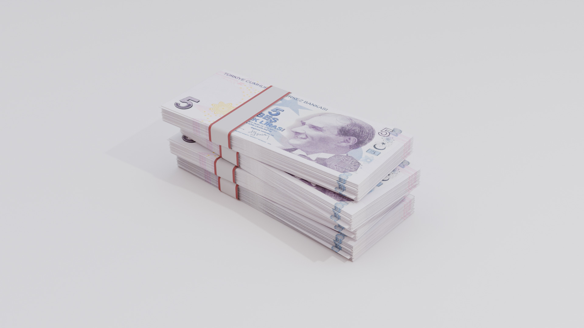 5 Turkey Turkish lira Currency Low-poly 3D model_1