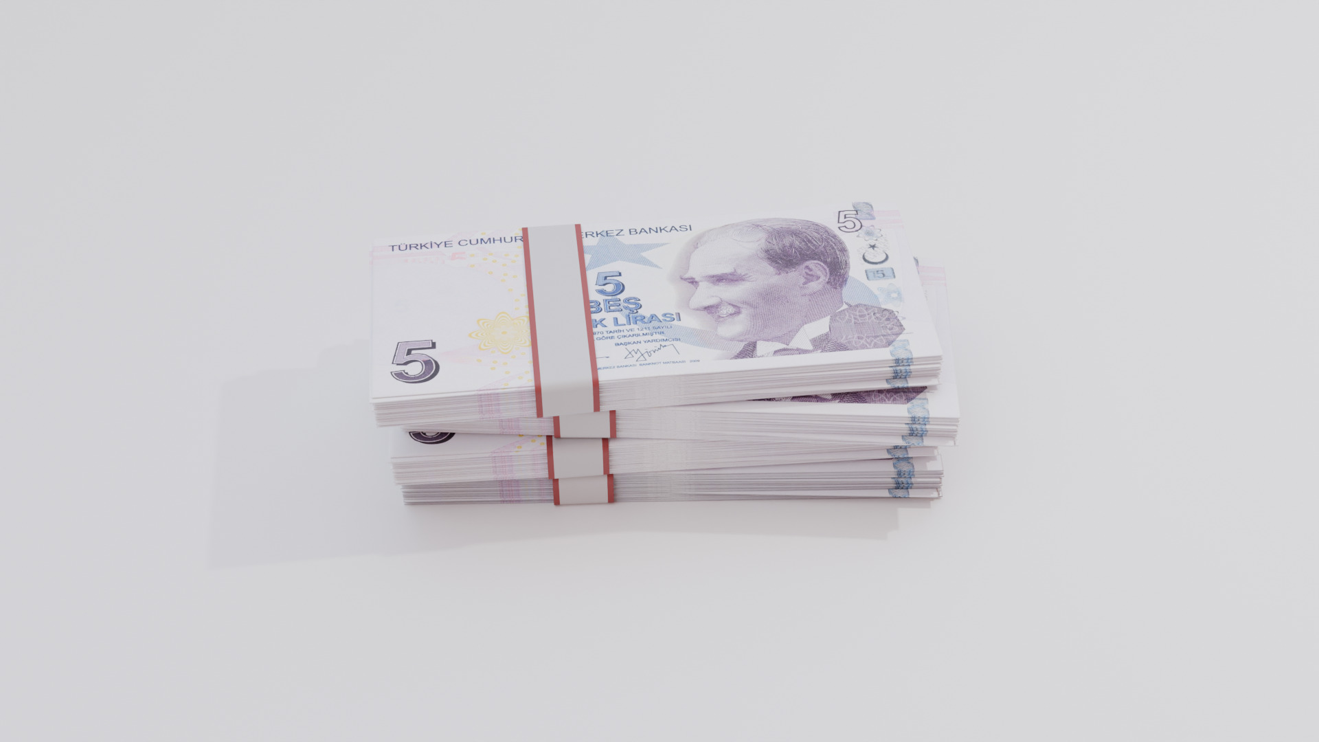 5 Turkey Turkish lira Currency Low-poly 3D model_3