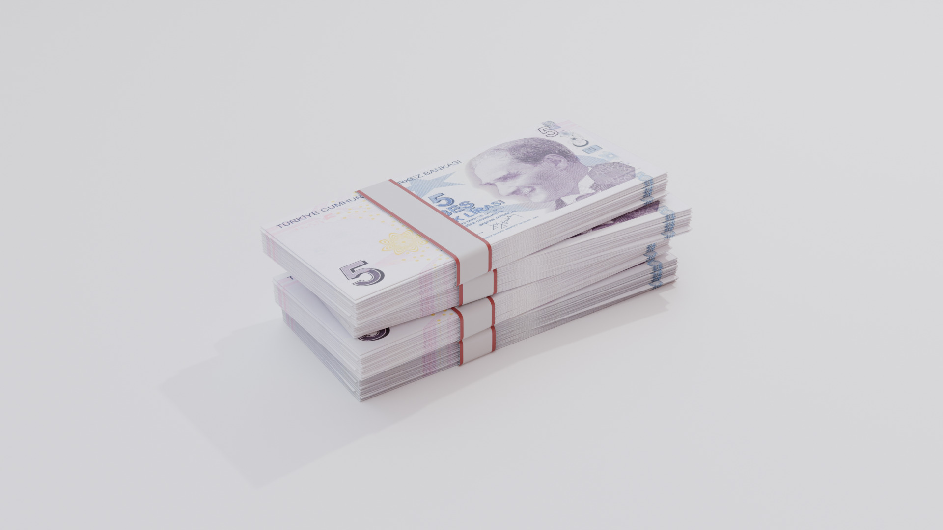 5 Turkey Turkish lira Currency Low-poly 3D model_2