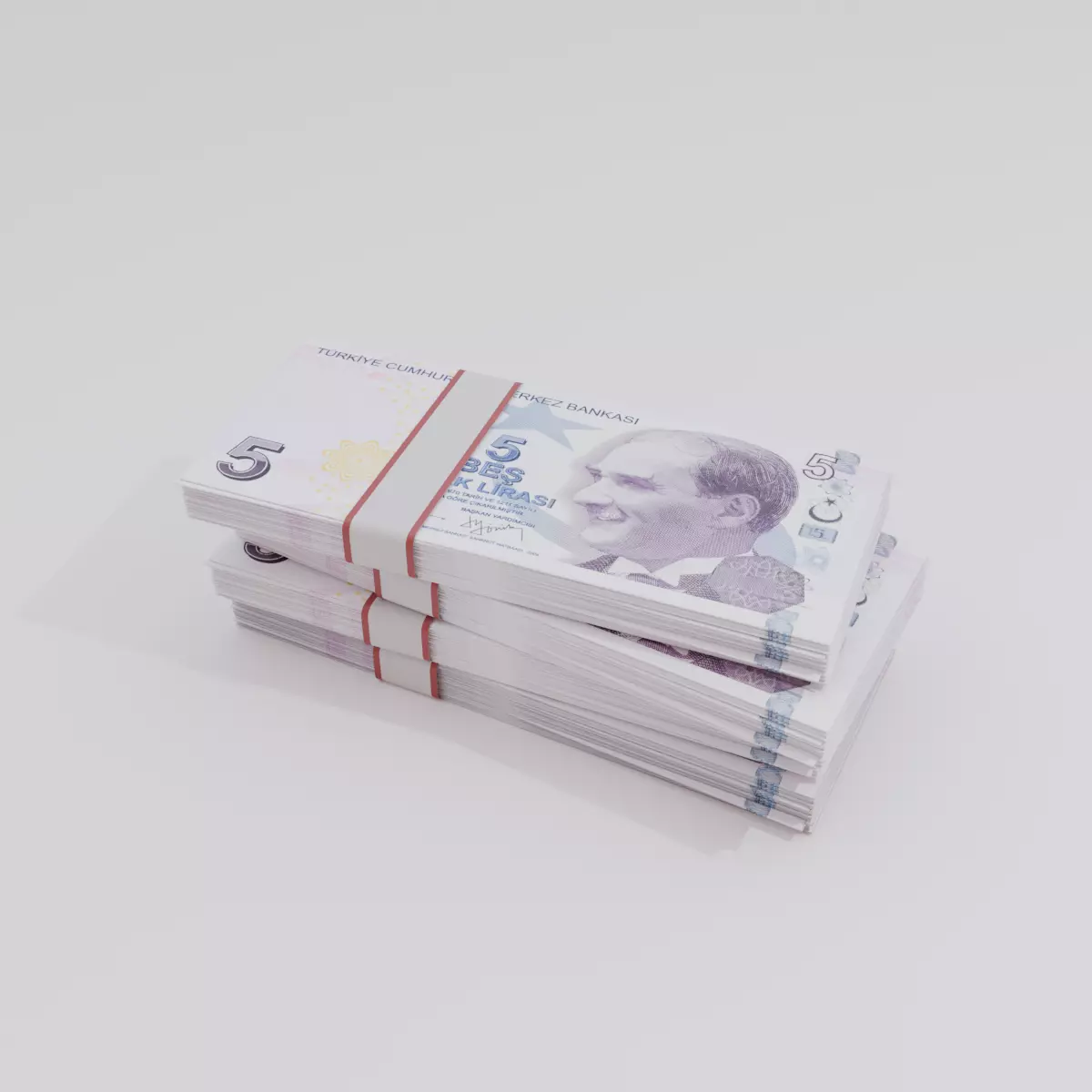 5 Turkey Turkish lira Currency Low-poly 3D model_0