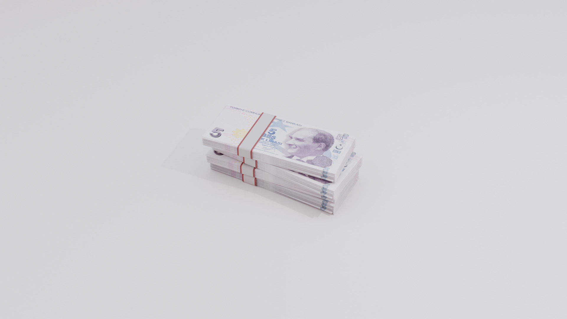 5 Turkey Turkish lira Currency Low-poly 3D model_4