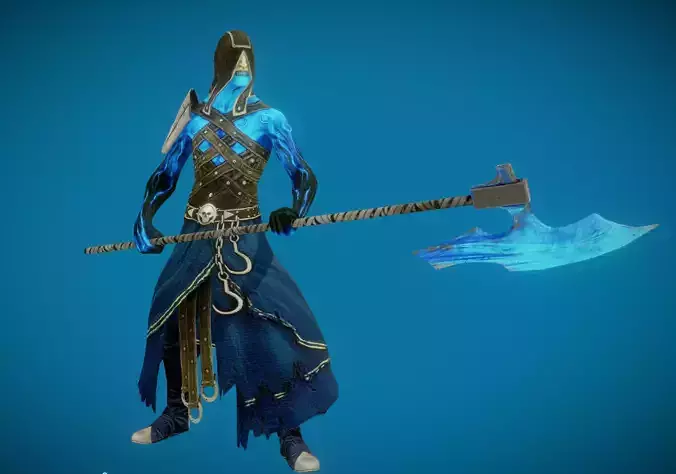Azure Axe ripper Low-poly 3D model