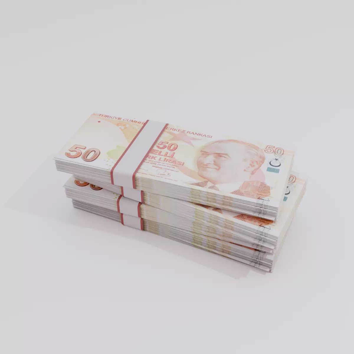 50 Turkey Turkish lira Currency Low-poly 3D model_0
