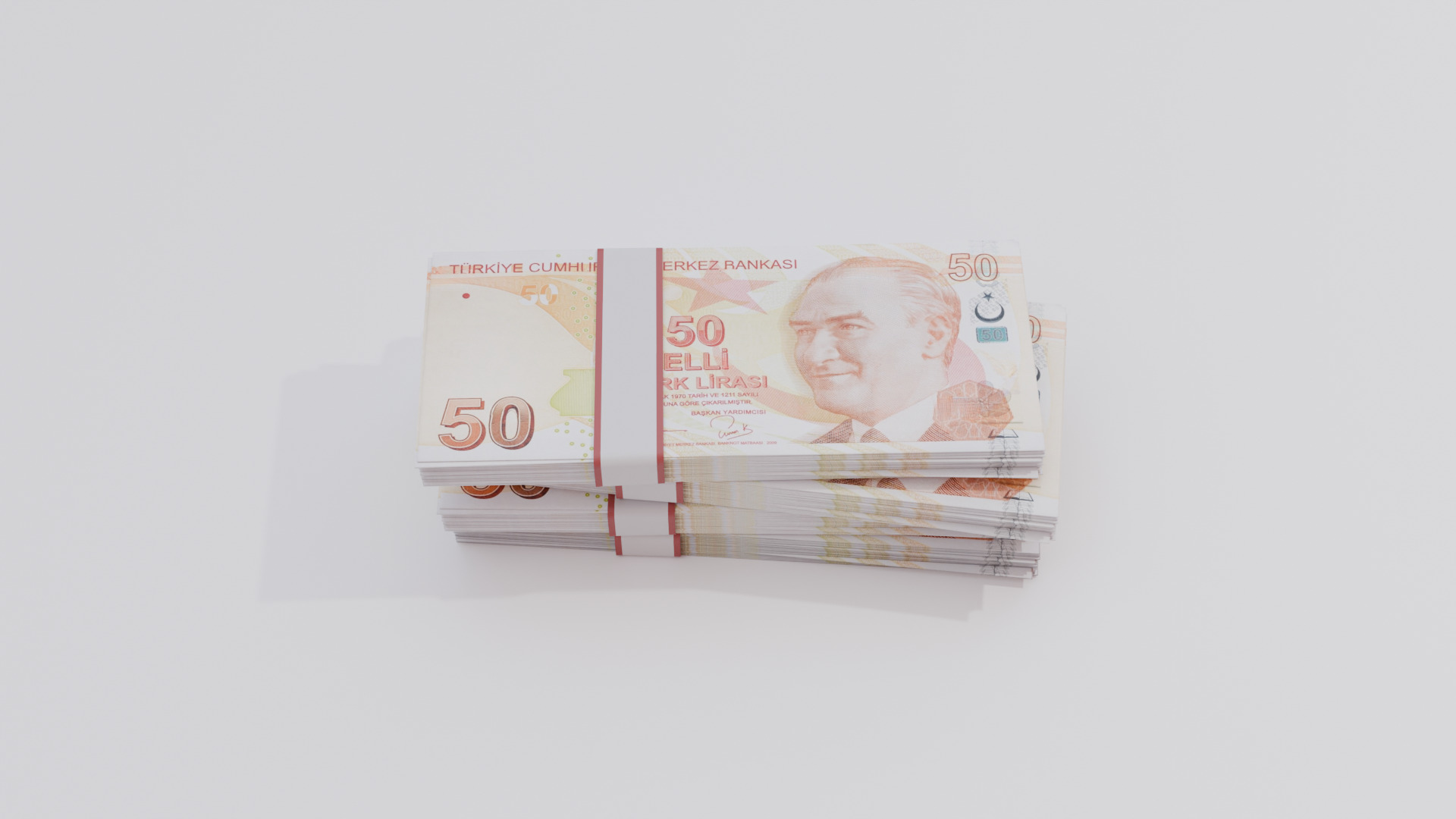 50 Turkey Turkish lira Currency Low-poly 3D model_3