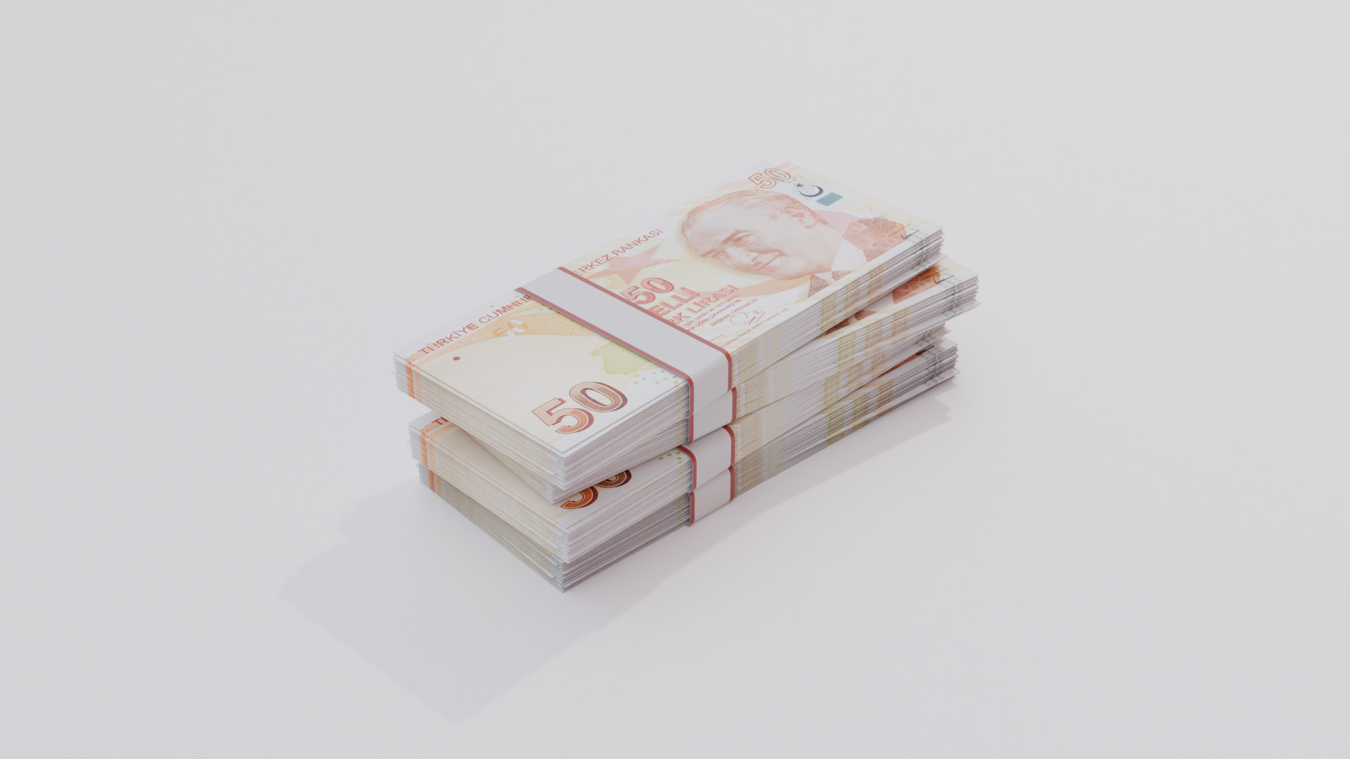 50 Turkey Turkish lira Currency Low-poly 3D model_2