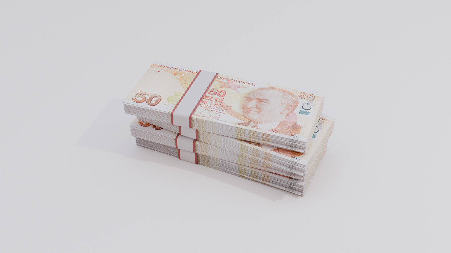 50 Turkey Turkish lira Currency Low-poly 3D model_1