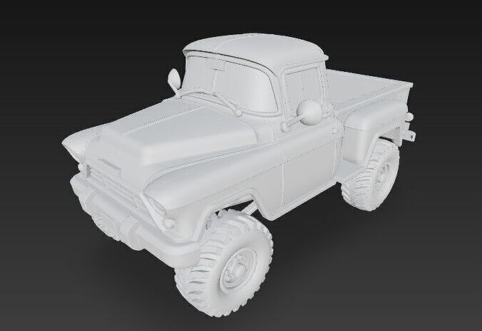 Classic Mechanical Pickup Truck 3D print model 3