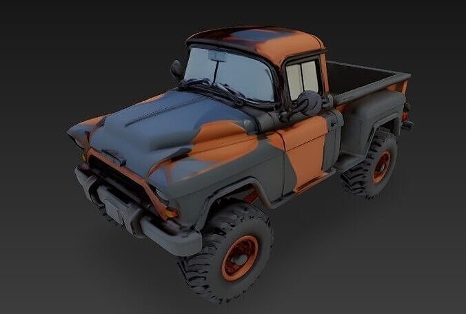 Classic Mechanical Pickup Truck 3D print model 7