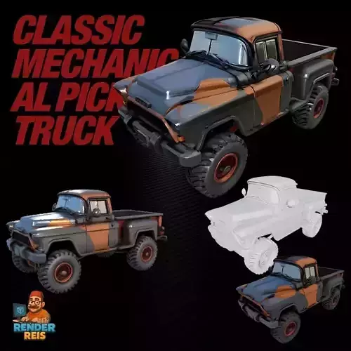 Classic Mechanical Pickup Truck 3D print model