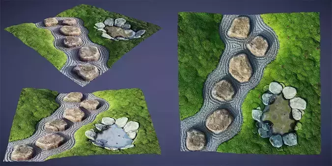 Japanese Zen Garden 07 - Lowpoly - HQ - PBR - 4K