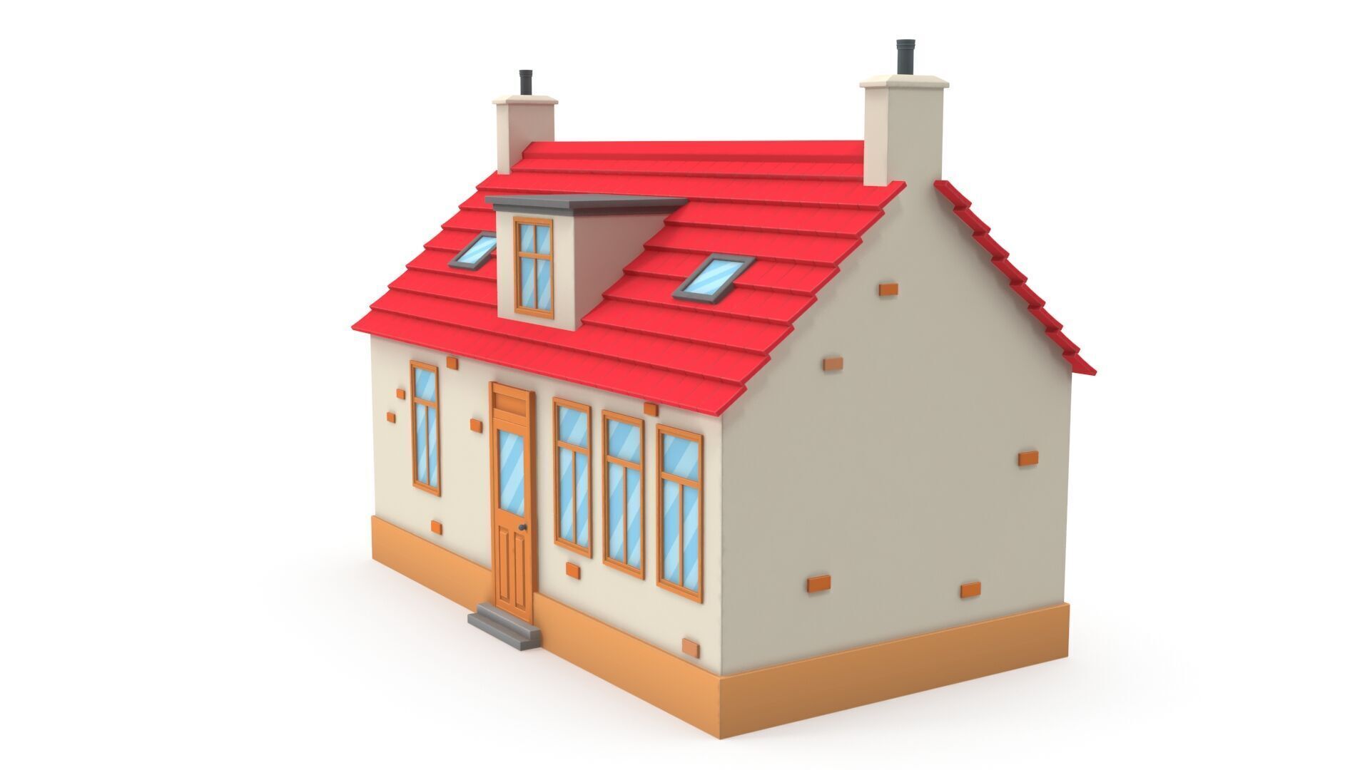 Cartoon house Low-poly 3D model_1