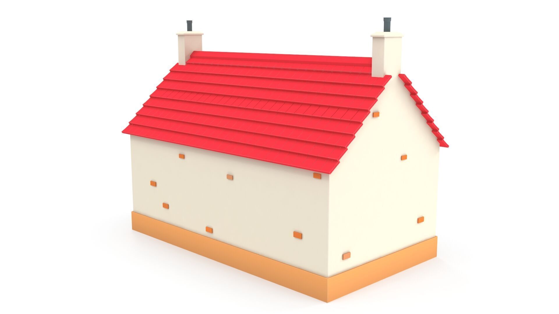 Cartoon house Low-poly 3D model_3