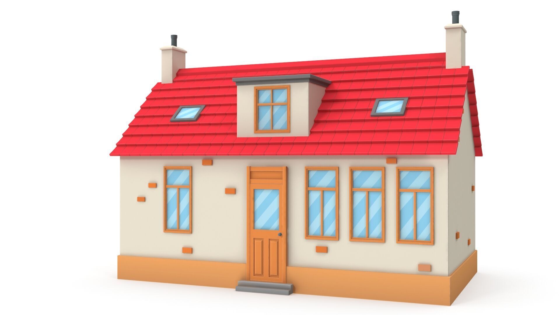 Cartoon house Low-poly 3D model_6