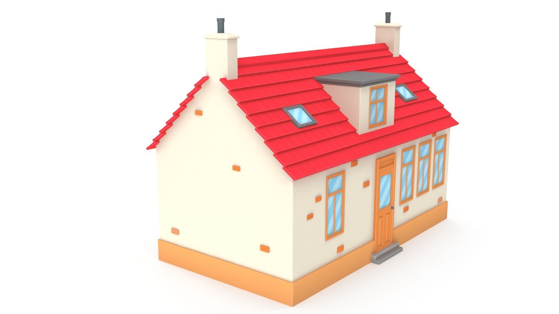 Cartoon house Low-poly 3D model_4