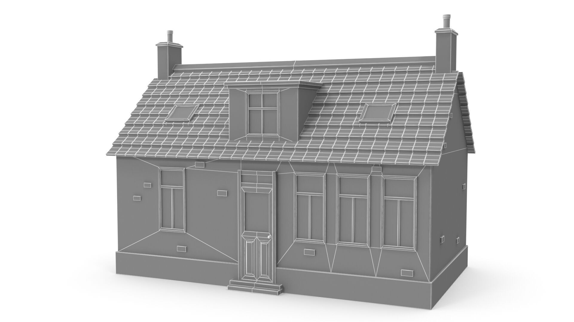 Cartoon house Low-poly 3D model_9