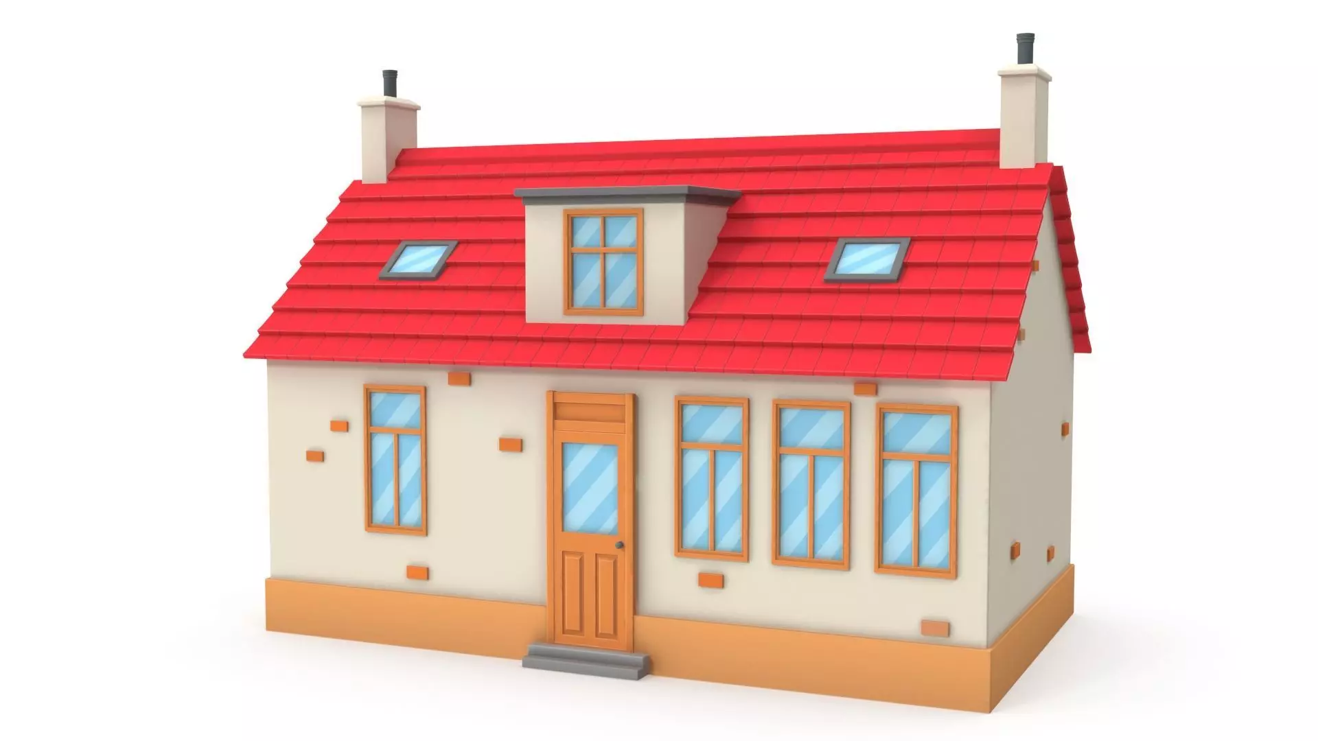 Cartoon house Low-poly 3D model_0