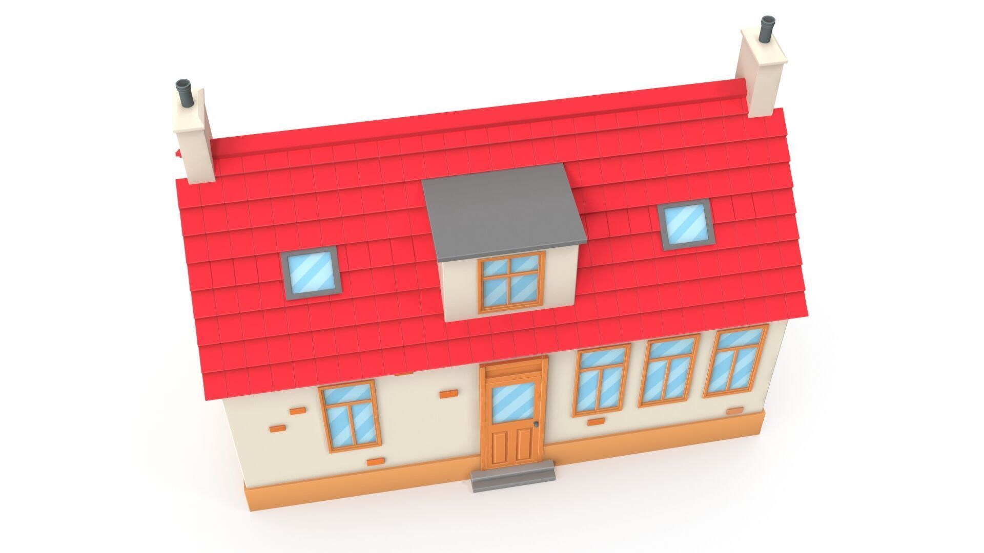 Cartoon house Low-poly 3D model_5
