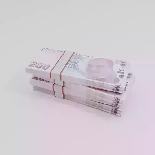 200 Turkey Turkish lira Currency Low-poly 3D model