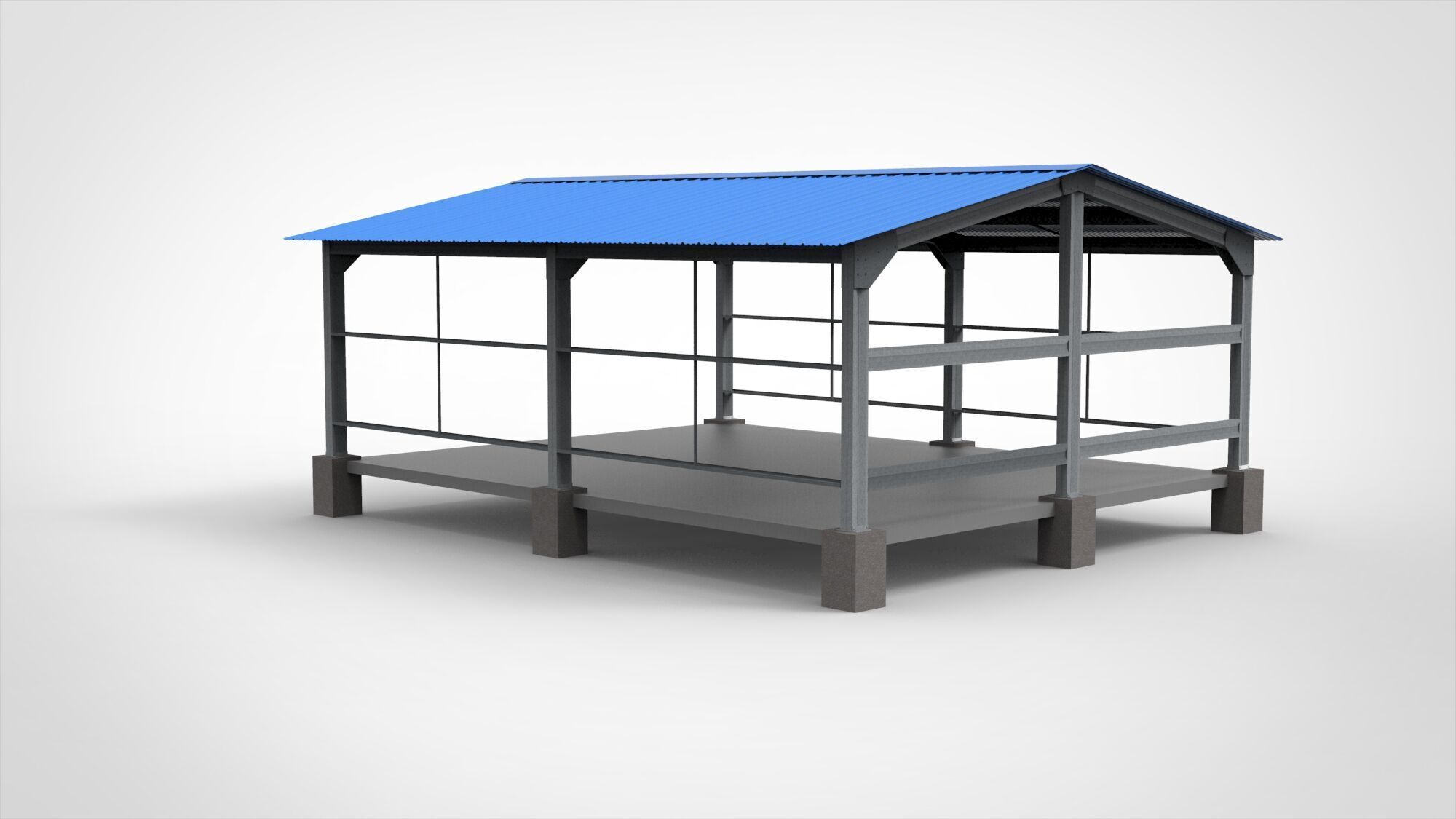 Industrial Metal Hangar 3D model_3