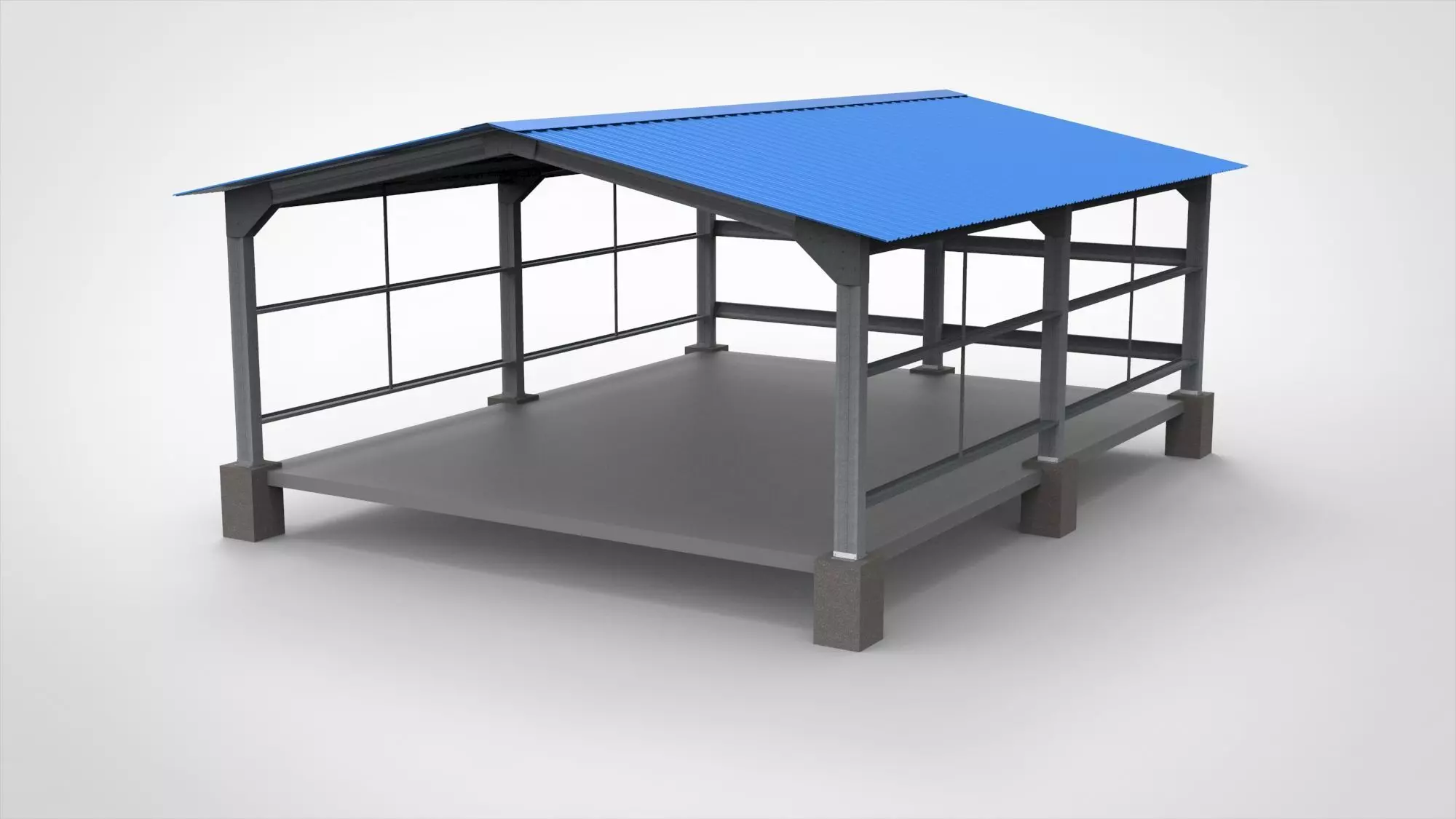 Industrial Metal Hangar 3D model_0