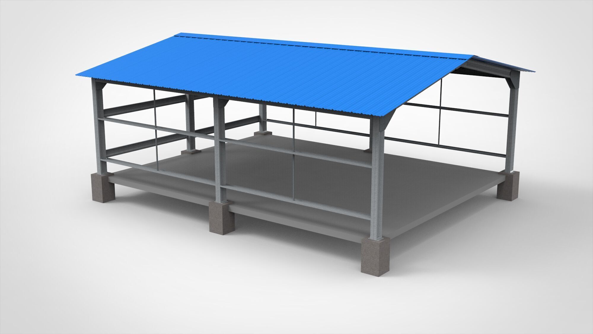 Industrial Metal Hangar 3D model_2