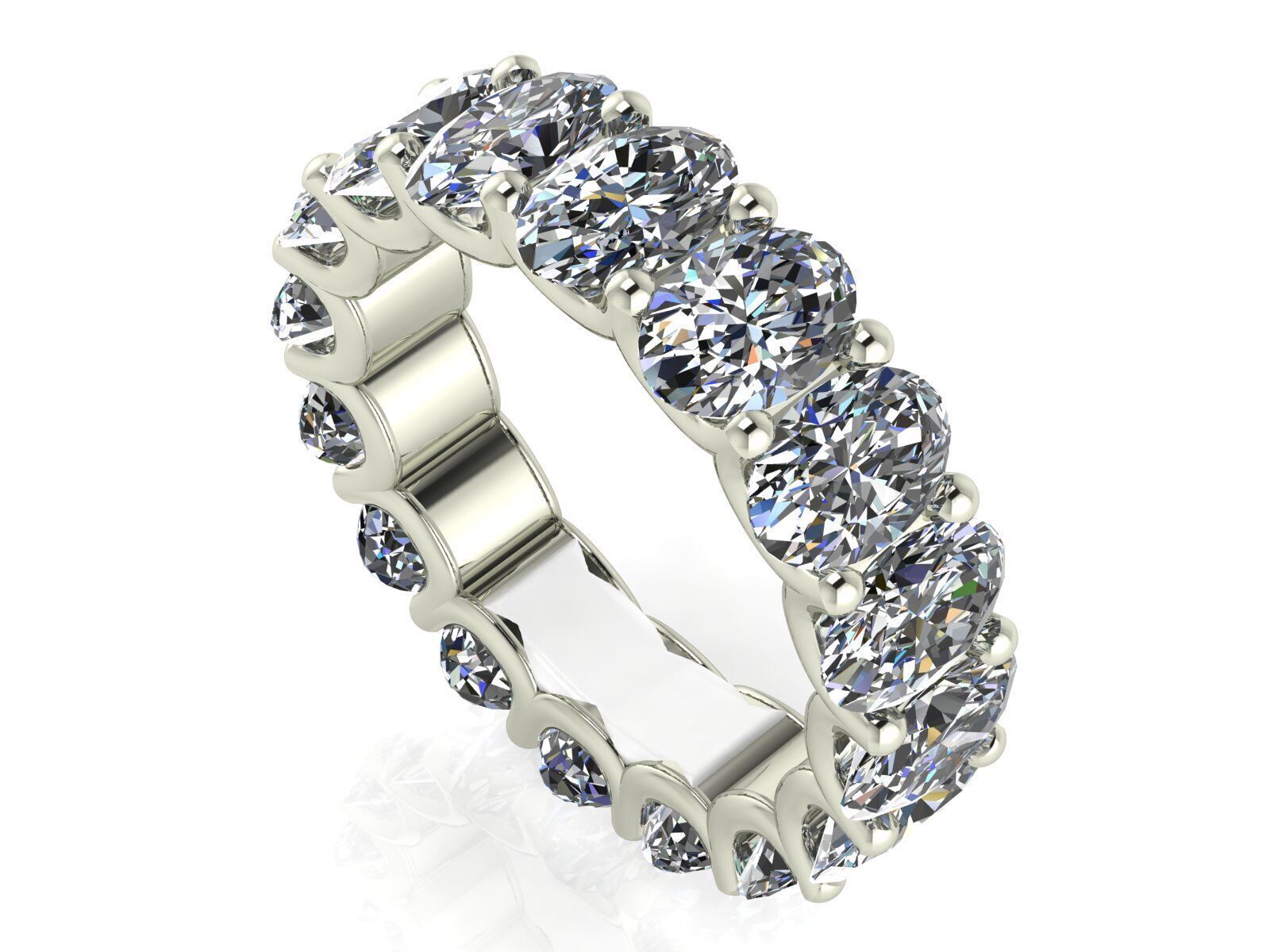 U - Shaped Eternity Bands - Oval Cut - Various stone sizes 3D print model_6