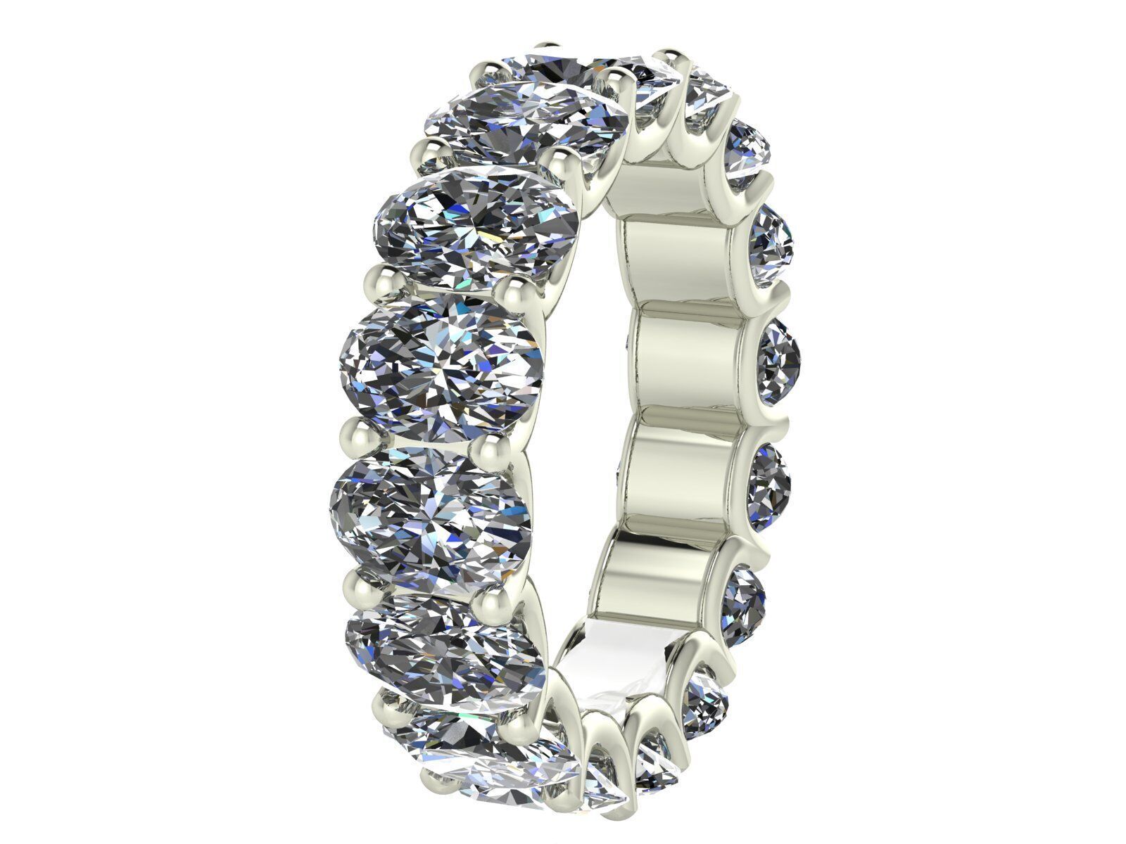 U - Shaped Eternity Bands - Oval Cut - Various stone sizes 3D print model_8