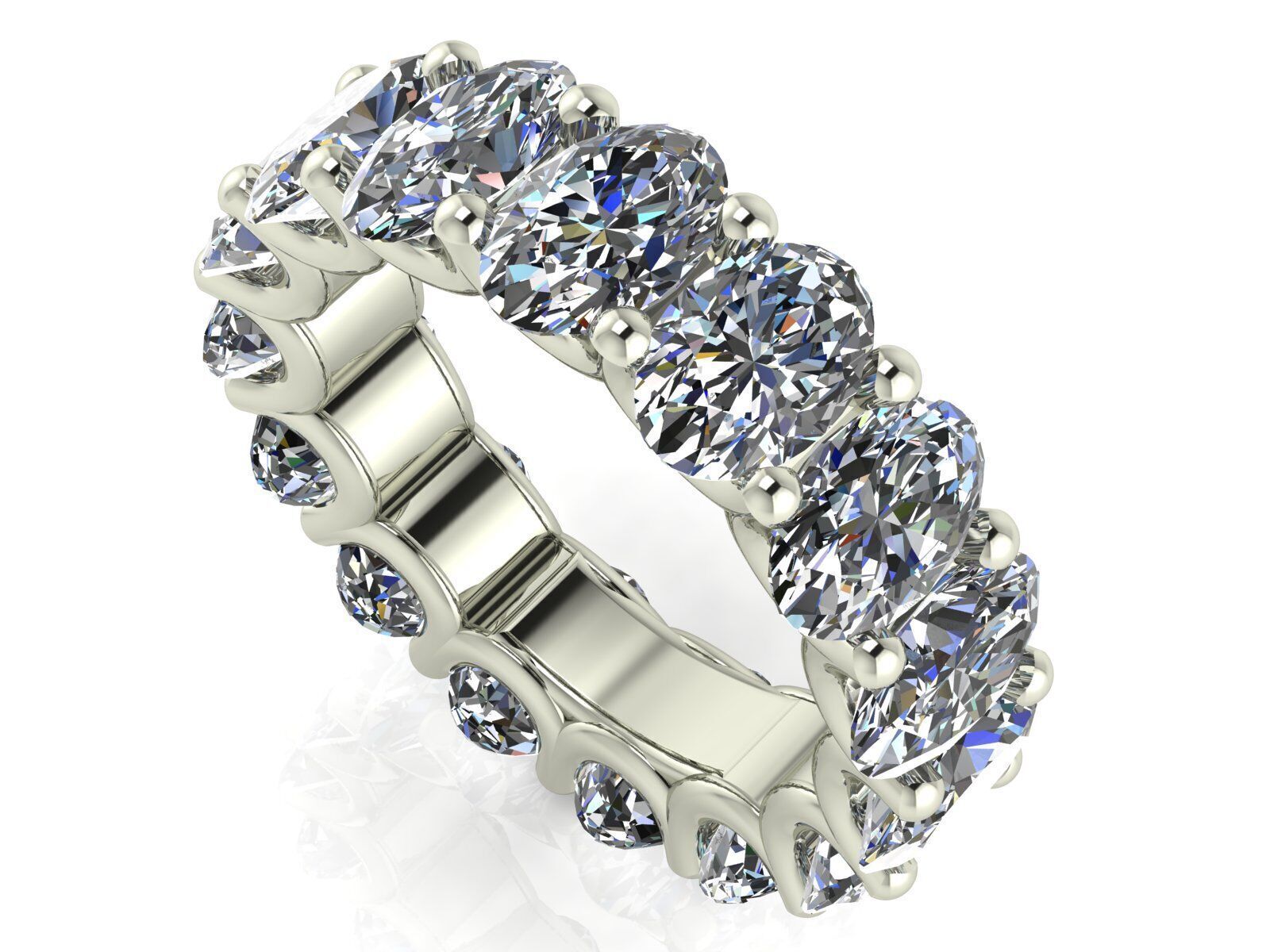 U - Shaped Eternity Bands - Oval Cut - Various stone sizes 3D print model_12