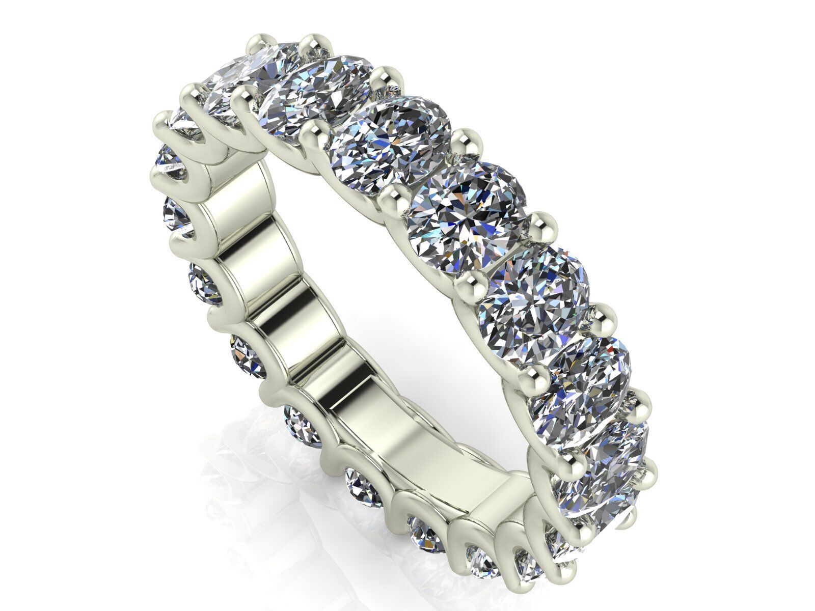 U - Shaped Eternity Bands - Oval Cut - Various stone sizes 3D print model_1