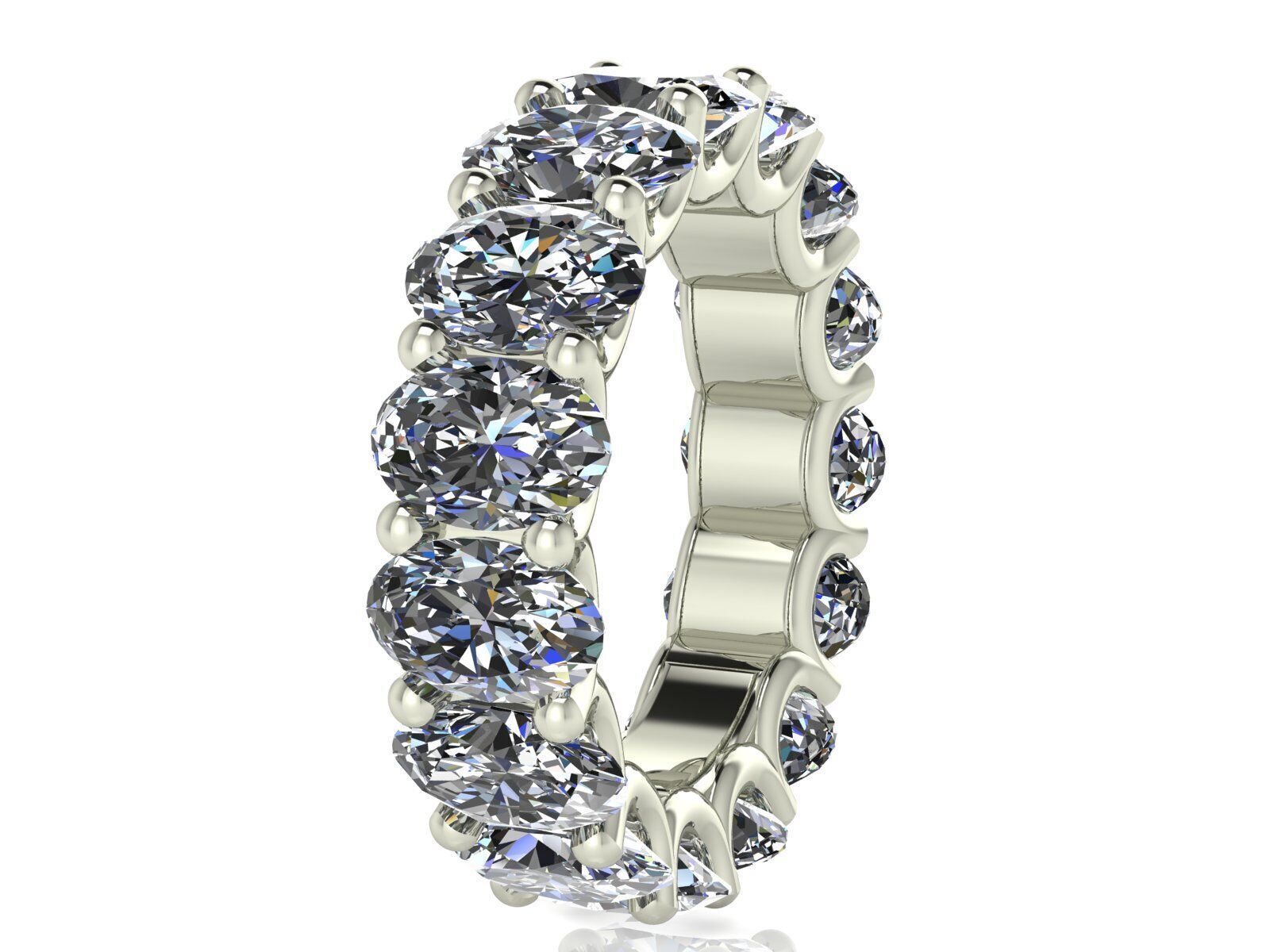 U - Shaped Eternity Bands - Oval Cut - Various stone sizes 3D print model_14