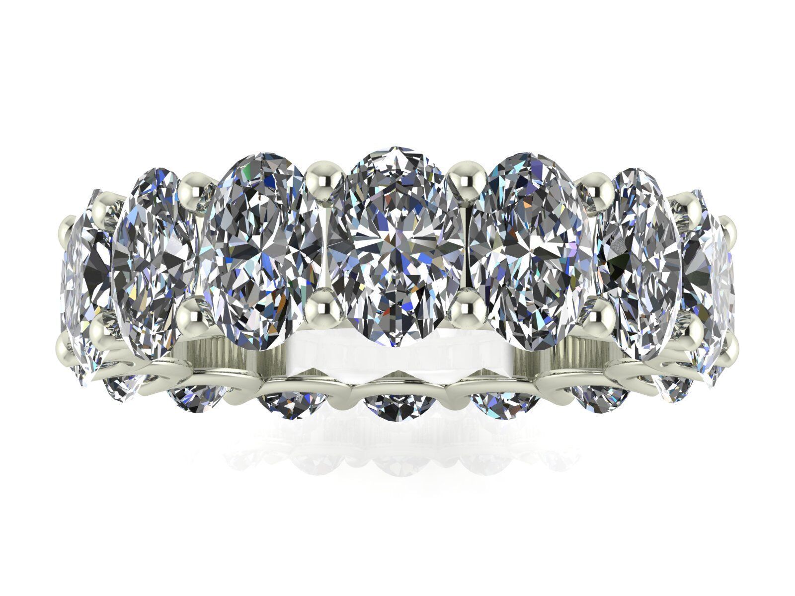 U - Shaped Eternity Bands - Oval Cut - Various stone sizes 3D print model_9