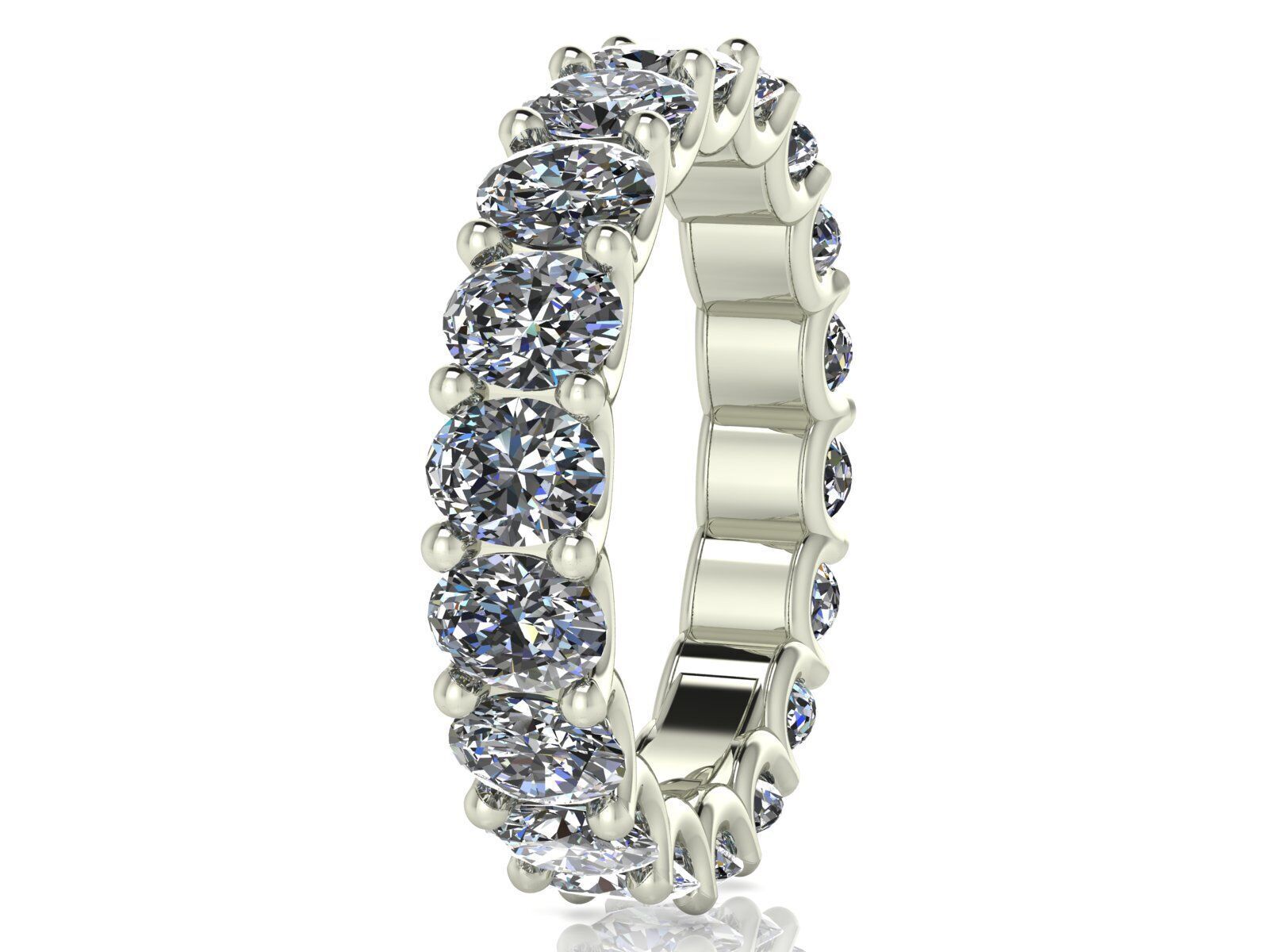 U - Shaped Eternity Bands - Oval Cut - Various stone sizes 3D print model_3