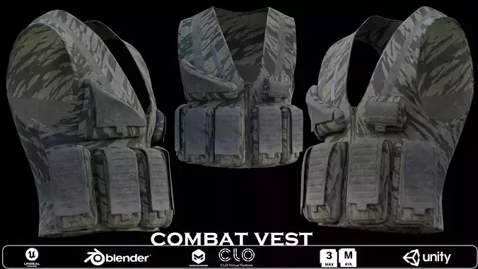 Combat Vest Tactical 3D Model Low-poly 3D model