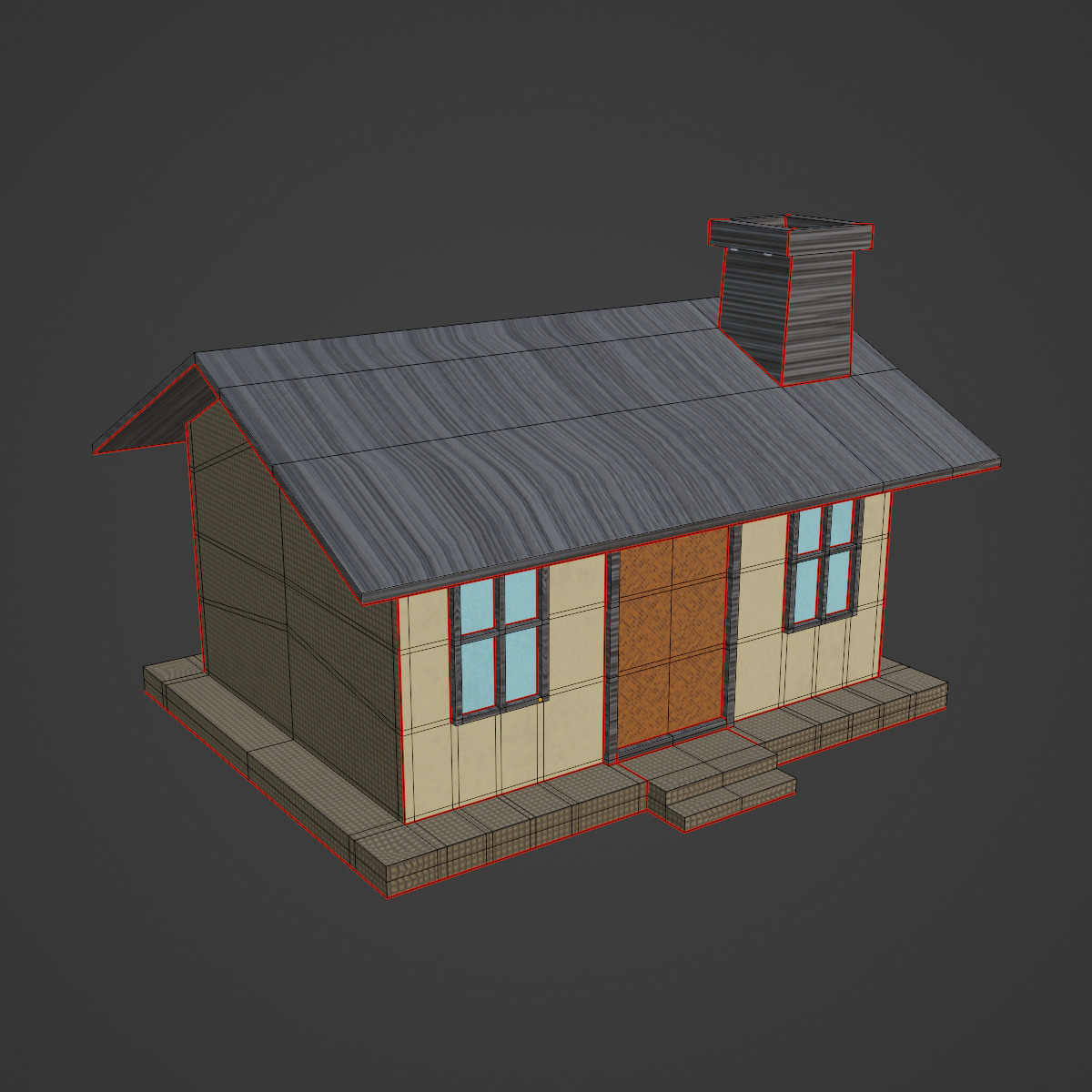 Low Poly House 01 Low-poly 3D model_7