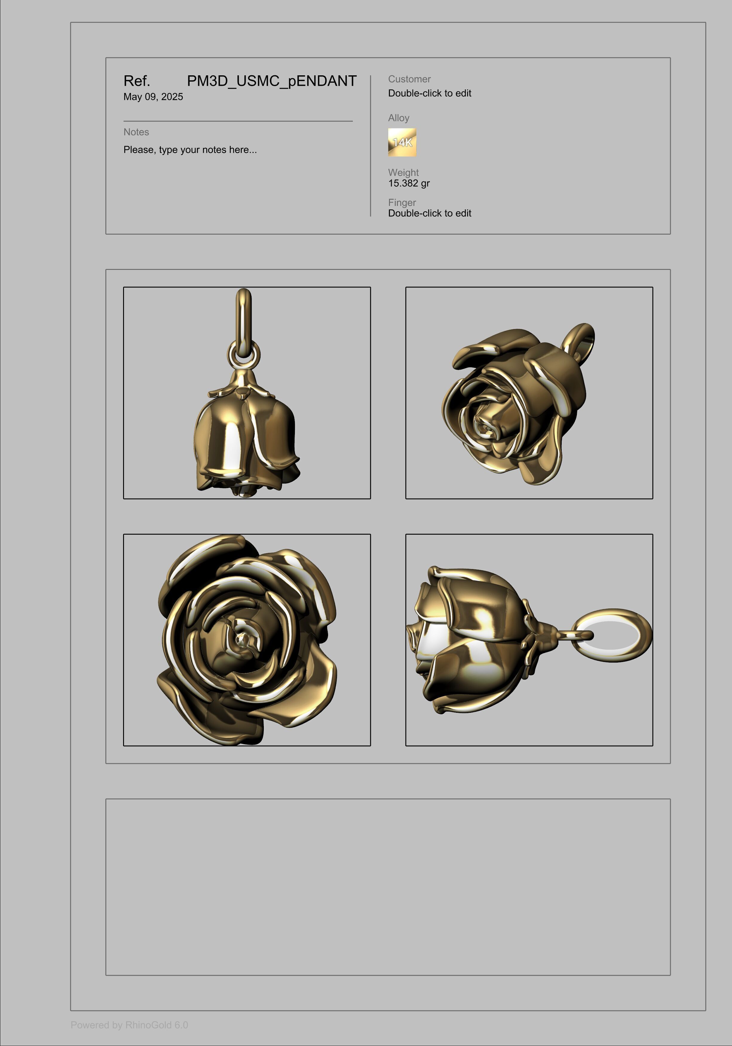 Vintage Rose Bud Pendant 3D print model_34