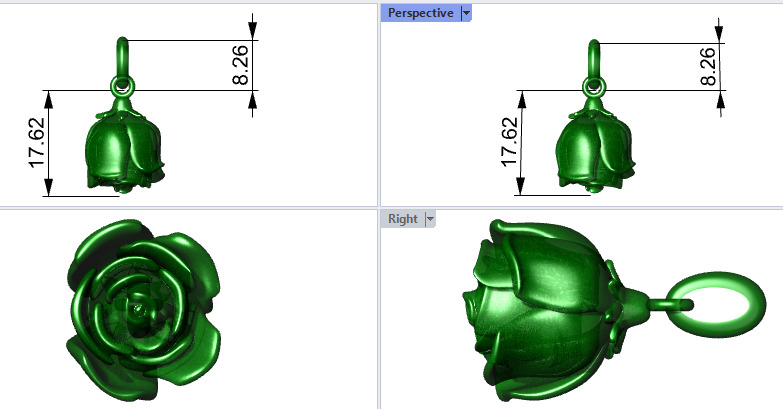 Vintage Rose Bud Pendant 3D print model_30
