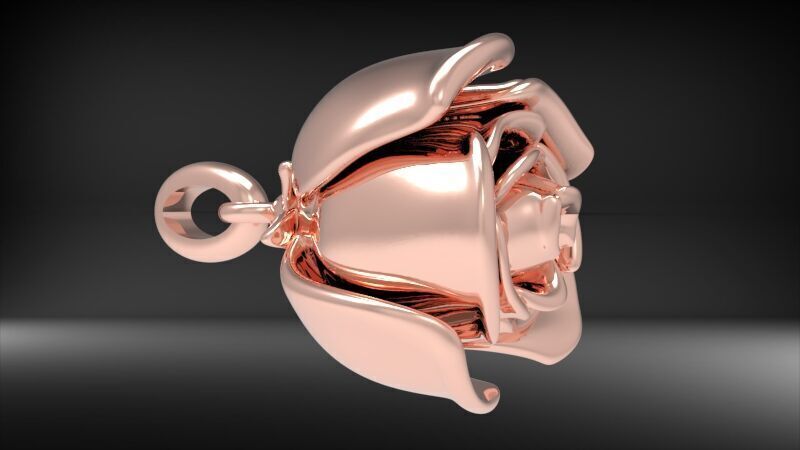Vintage Rose Bud Pendant 3D print model_20