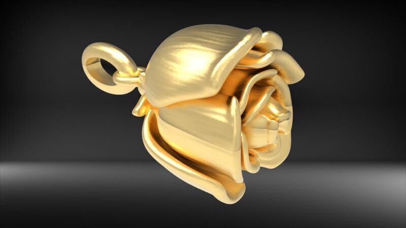 Vintage Rose Bud Pendant 3D print model_13