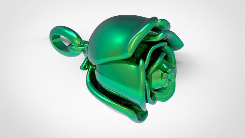 Vintage Rose Bud Pendant 3D print model_27