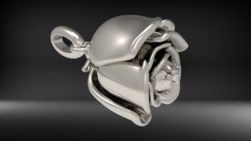 Vintage Rose Bud Pendant 3D print model_4
