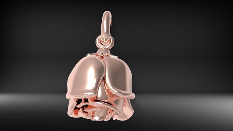 Vintage Rose Bud Pendant 3D print model_5