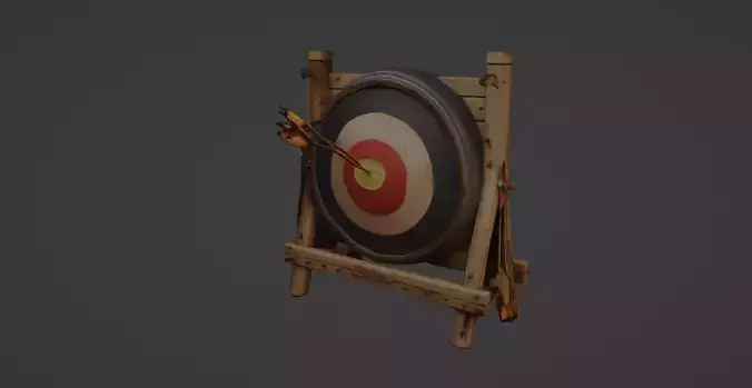 Wooden Archery Target Stand with Arrows