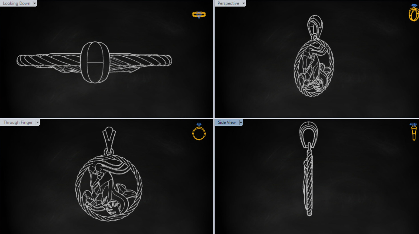 Gold pendant symbolizing the month of april gp0247 3D print model_19